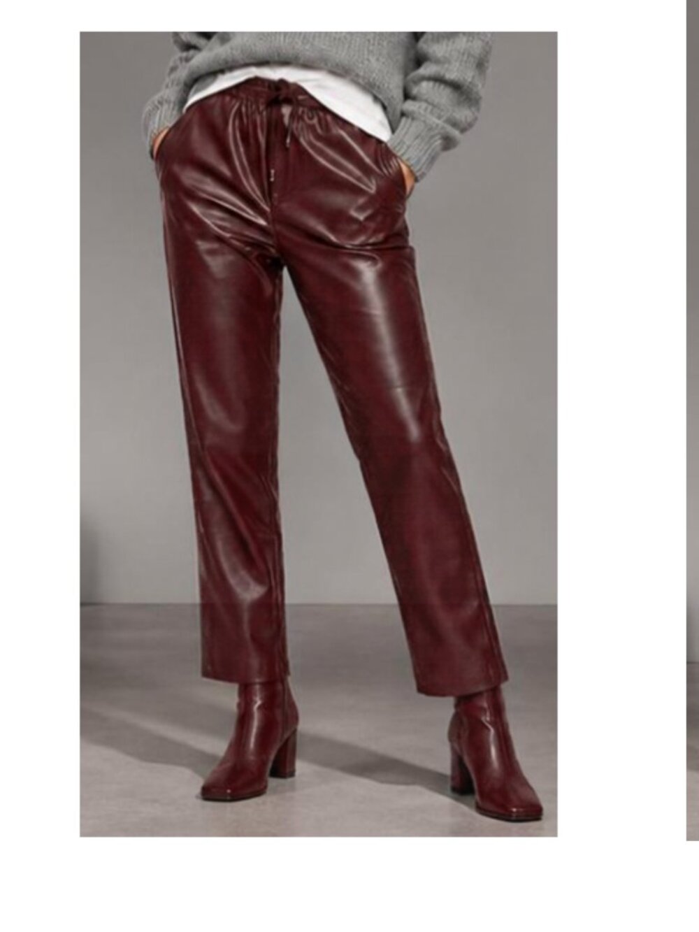 NWOT Burgundy Faux Leather Pants with Pockets Large 10